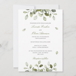 Delicate Sage Eucalyptus Wedding Invitation 招待状