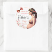 Delicate Salmon Floral with Pregnant ラウンドシール (バッグ)