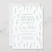 Delicate Scattered Wildflowers Green Bridal Shower 招待状 (正面)