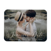 Delicate Script | Save The Date 写真入り マグネット (横)