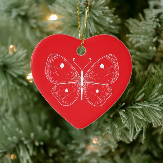 Delicate Sketch Butterfly セラミックオーナメント (ツリー)