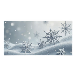 Delicate Snowflakes – Minimal Winter Wall Art ポスター