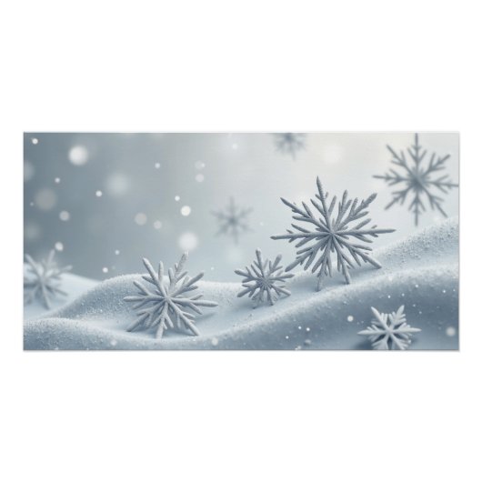 Delicate Snowflakes – Minimal Winter Wall Art ポスター (正面)