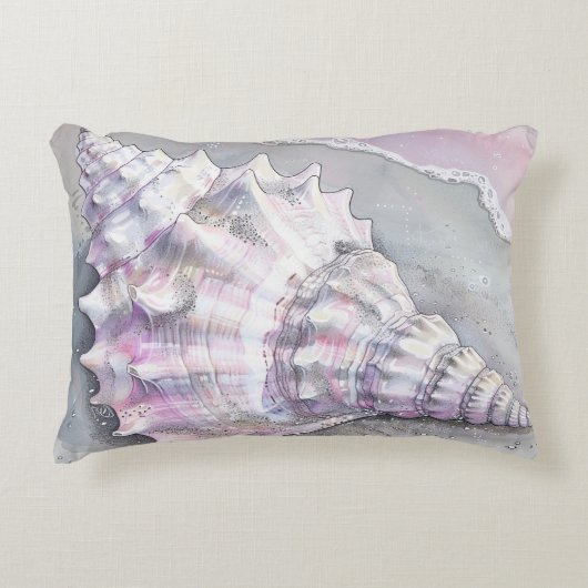 Delicate Soft Pastel Lilac Seashell アクセントクッション (正面)