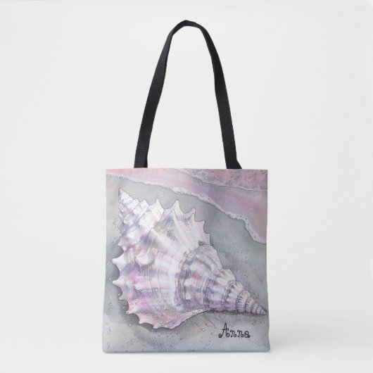 Delicate Soft Pastel Lilac Seashell トートバッグ (正面)
