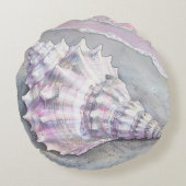 Delicate Soft Pastel Lilac Seashell ラウンドクッション (裏面)