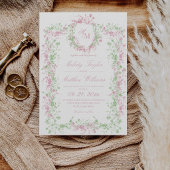 Delicate Soft Pastel Ornate Crest Monogram Wedding 招待状