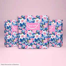 Delicate soft pastel pink floral gift bag wrap ミディアムペーパーバッグ