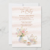 Delicate Sophisticated Pink Vintage Tea Set 招待状 (正面)