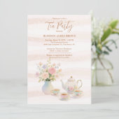 Delicate Sophisticated Pink Vintage Tea Set 招待状 (スタンド正面)