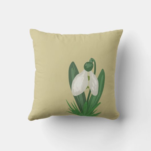 Delicate Spring Snowdrop Flower  クッション (裏面)
