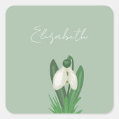 Delicate Spring Snowdrop Flower  スクエアシール (正面)