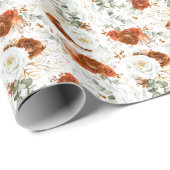 Delicate Terracotta Floral Botanical Gold Leaf ラッピングペーパー (ロールコーナー)