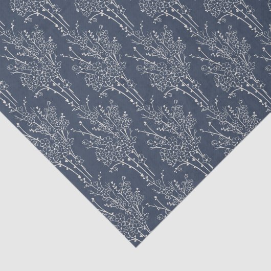Delicate Tossed Floral Silhouette | Inky Navy 薄葉紙 (詳細)