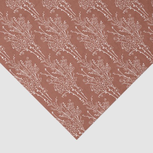 Delicate Tossed Floral Silhouette | Rusty Sienna 薄葉紙 (詳細)