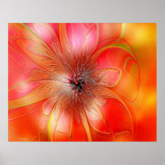 Delicate Tropical Flower in Orange and Yellow ポスター