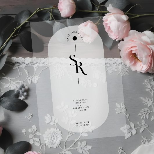 Delicate Vellum Transparency Elegant Black & White ベラム紙招待状