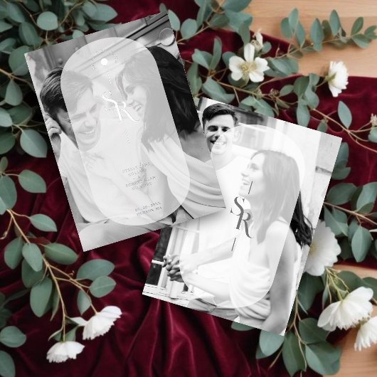 Delicate Vellum Transparency Elegant Black & White 箔招待状