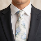 Delicate Watercolor Soft Blue Hydrangea Floral ネクタイ