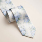 Delicate Watercolor Soft Blue Hydrangea Floral ネクタイ