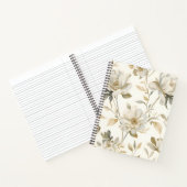 Delicate Watercolor White Floral Pattern ノートブック (内部)