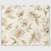 Delicate Watercolor White Floral Pattern ラッピングペーパー (フラット)