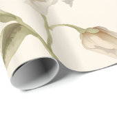 Delicate Watercolor White Floral Pattern ラッピングペーパー (ロールコーナー)
