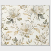 Delicate Watercolor White Floral Pattern ラッピングペーパー (フラット)