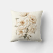 Delicate Watercolor White Flowers Botanical クッション (裏面)