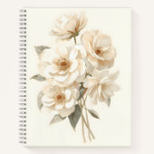Delicate Watercolor White Flowers Botanical  ノートブック (正面)