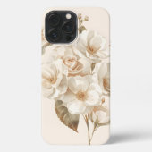 Delicate Watercolor White Flowers Botanical iPhoneケース (裏面)