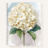 Delicate Watercolor White Hydrangea Bloom ノートブック (正面)