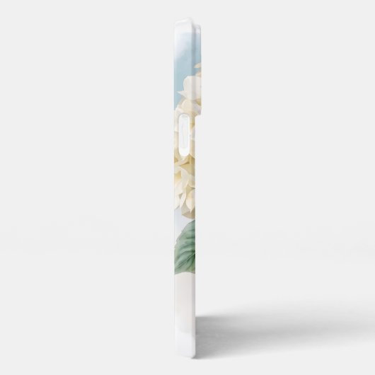 Delicate Watercolor White Hydrangea Bloom iPhoneケース (右側面)