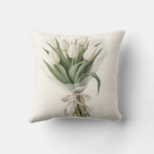 Delicate Watercolor White Tulip Bouquet クッション (裏面)