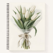 Delicate Watercolor White Tulip Bouquet ノートブック (正面)