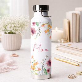 Delicate Watercolor Wildflower Personalized ウォーターボトル