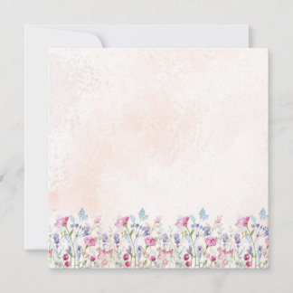 Delicate Watercolor Wildflower Pink Blank Card サンキューカード