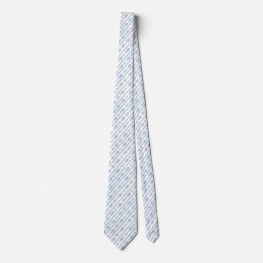 Delicate white and blue pattern neck tie ネクタイ (正面)