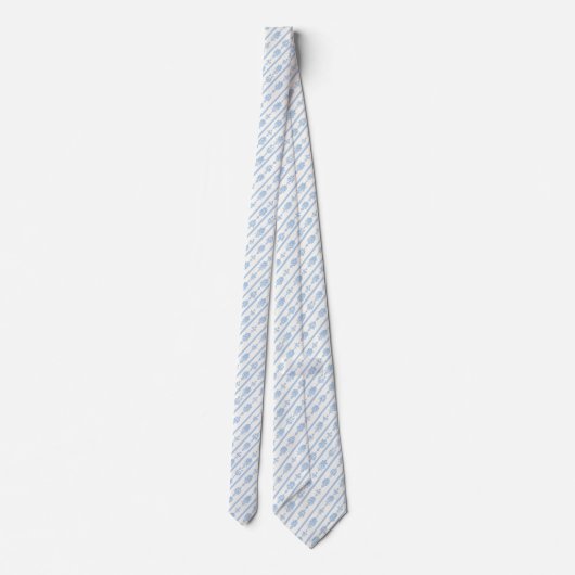 Delicate white and blue pattern neck tie ネクタイ (裏面)