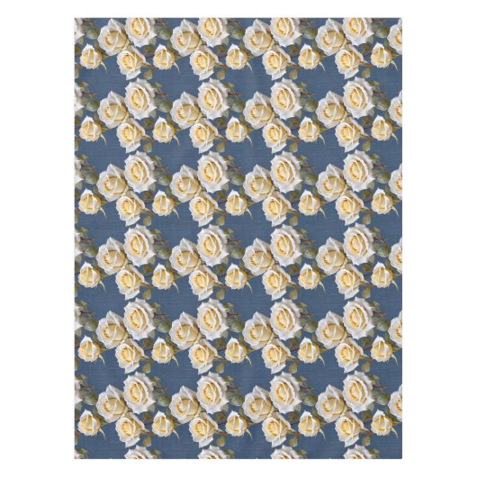 Delicate White And Pale Yellow Roses  テーブルクロス (正面)