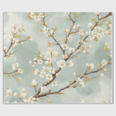 Delicate White Blossom Branch Botanical  ラッピングペーパー (フラット)