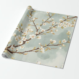 Delicate White Blossom Branch Botanical  ラッピングペーパー