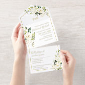 Delicate White Cream Floral Elegant Wedding オールインワン招待状 (切り取り部)