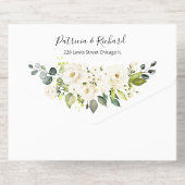 Delicate White Cream Floral Elegant Wedding オールインワン招待状 (背面)