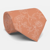 Delicate white roses on dusty orange ネクタイ (ロール)