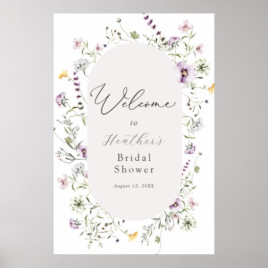 Delicate Wildflower Bridal Shower Welcome Poster ポスター (正面)