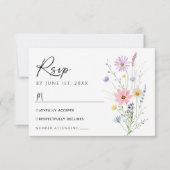 Delicate Wildflower Garden Wedding RSVP Card (正面)