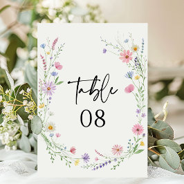 Delicate Wildflower Meadow Wedding テーブルナンバー