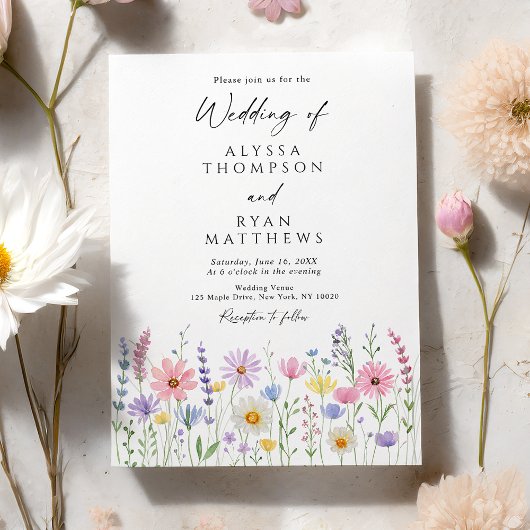 Delicate Wildflower Meadow Wedding 招待状