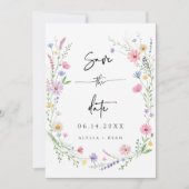 Delicate Wildflower Wedding Save the Date Card 招待状 (正面)